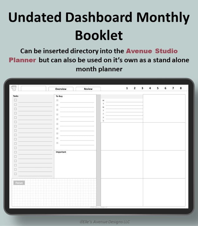Undated Dashboard Monthly Booklet