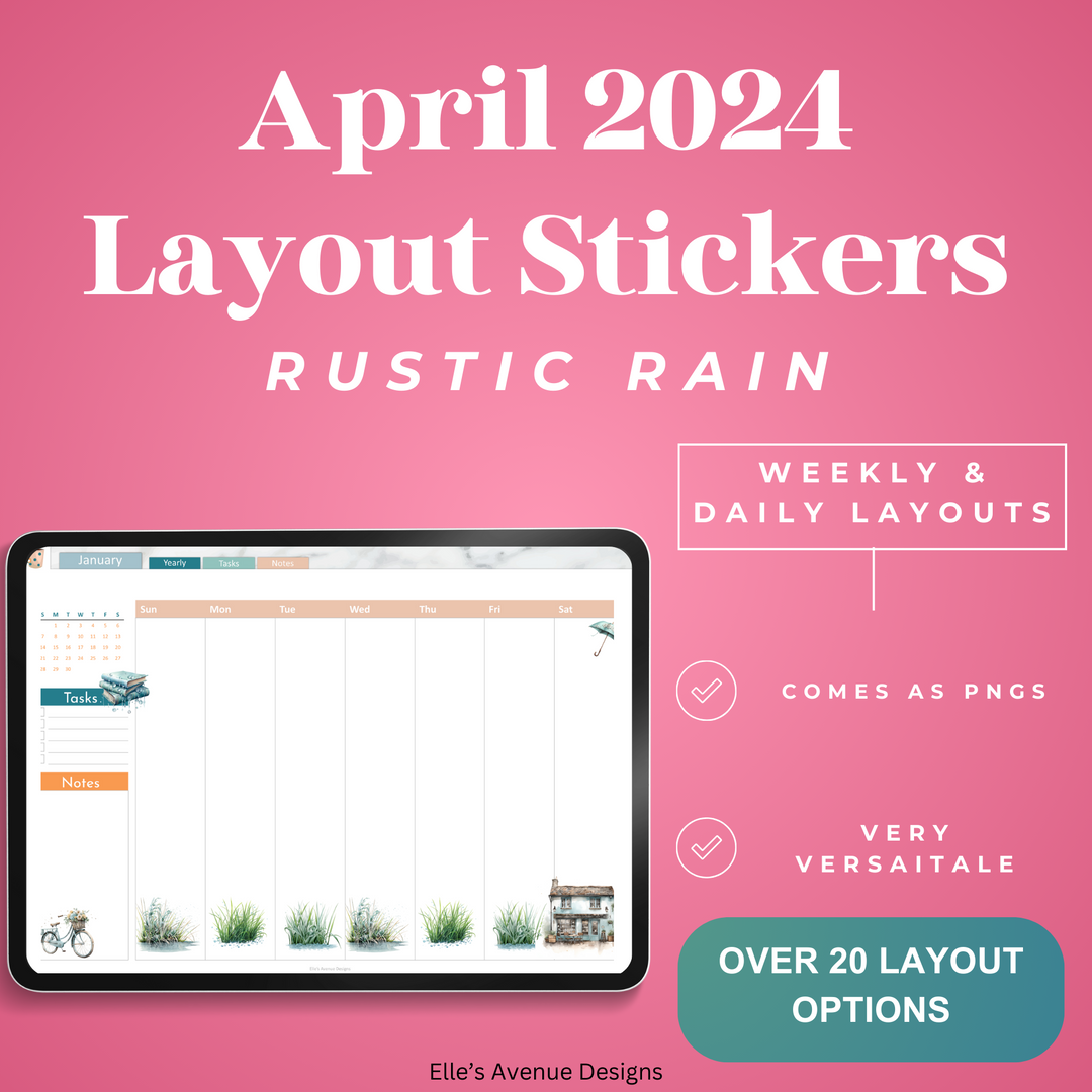 Rustic Rain Layout Stickers | Digital Stickers | Layouts