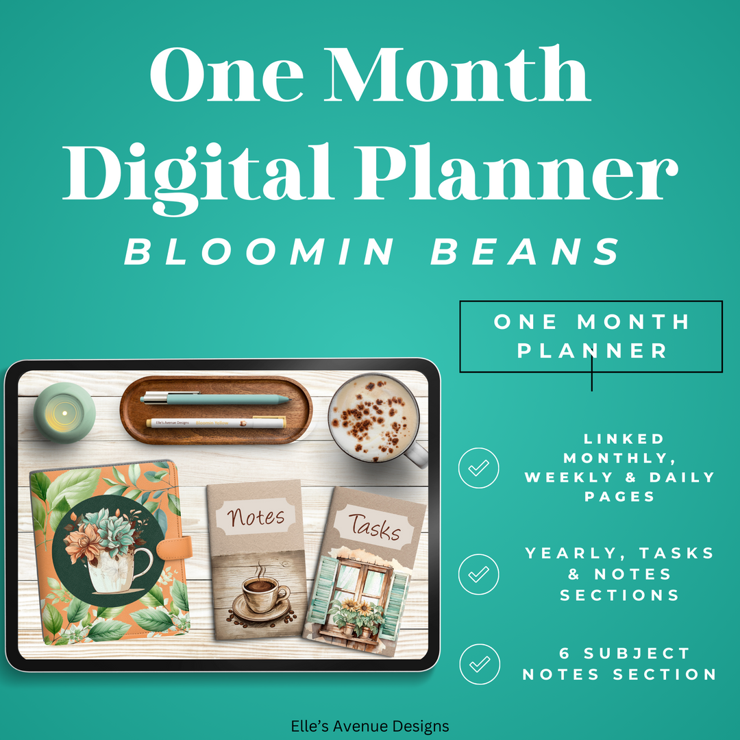 Bloomin Beans Undated One Month Digital Planner