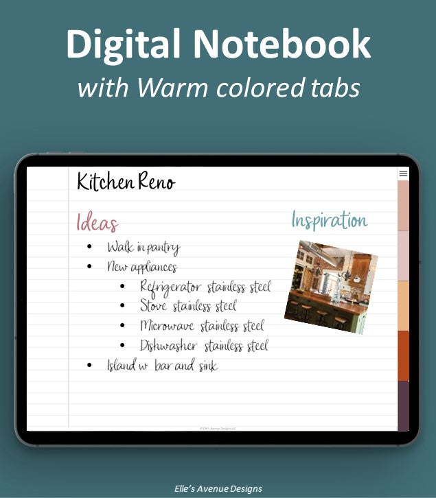 Digital Notebook with Warm Tabs