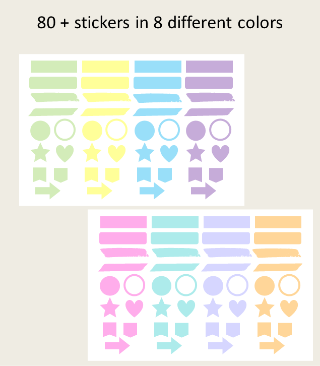 Highlighter Digital Stickers Pack Basic Colors