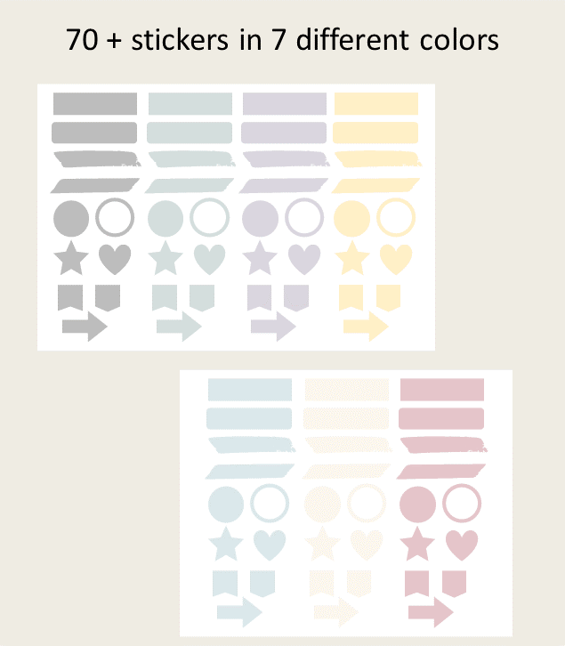 Highlighter Digital Stickers Pack Warm Colors